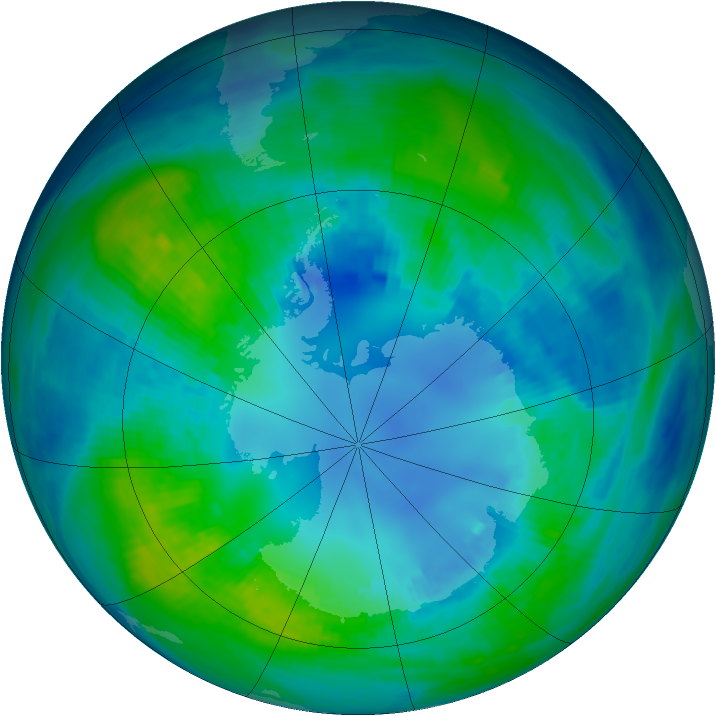 Antarctic ozone map for 23 April 1985